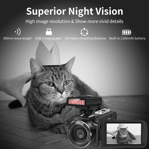 Miniatura 2 de Ordro Luz de visión nocturna IR LN-3 para mejorar la visibilidad de la cámara de disparo nocturno, cámara DSLR/ORDRO compatible con zapata caliente