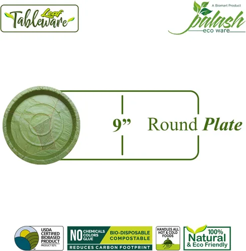 Miniatura 2 de Placa de palash-Sal de un solo uso natural, biodegradable, compostable en el patio trasero, certificado USDA fiestas, festivales, bodas