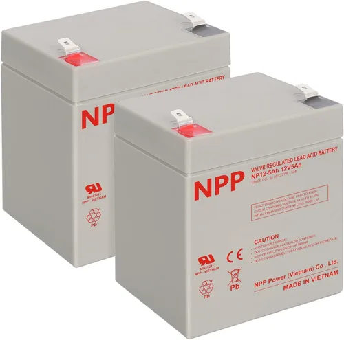 NPP Batería AGM recargable de 12 V 5 Ah, terminal NP12-5Ah F2, batería de puerta de garaje de 12 voltios para Chamberlain Liftmaster Craftsman,