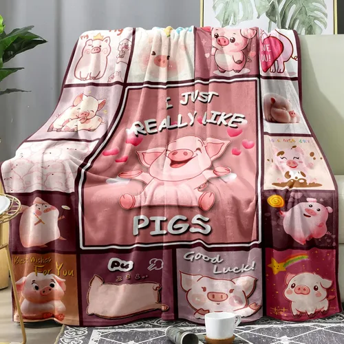 Miniatura 12 de Manta de cerdo, cerdito rosa para niñas, mantas de animales de peluche para niños y adultos, cerdos en una manta, regalos para amantes