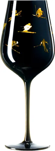 Miniatura 5 de Copas de vino de esquí con tallo de cristal, juego de 2 copas de vino de 14 onzas con temática vibrante para deportes de nieve de invierno, esquí