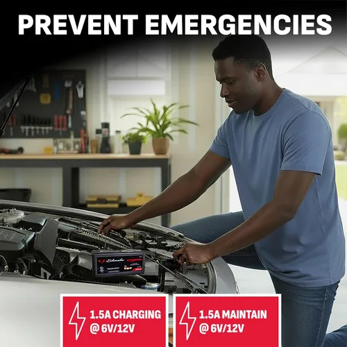 Miniatura 2 de Schumacher Electric 1.5A Cargador y Mantenedor de Batería para Auto, Solución 3-en-1, para Baterías de 6V/12V de Deportes Acuáticos, Automotrices