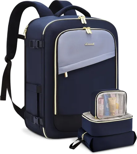 Miniatura 13 de Mochila de viaje LOVEVOOK para mujeres, mochila de 40L para llevar en el avión, Púrpura, negro