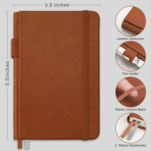 Miniatura 2 de RETTACY Cuaderno de bolsillo, paquete de 2, 160 páginas rayadas numeradas por paquete, tamaño pequeño A6 (3.5 x 5.5 pulgadas), para trabajo, diario