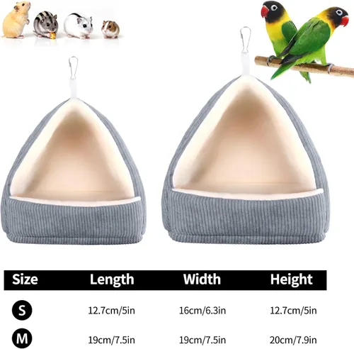 Miniatura 2 de Cama pequeña para pájaros cálida de invierno para jaula con hamaca colgante y tienda de campaña de felpa suave, nido para dormir escondido