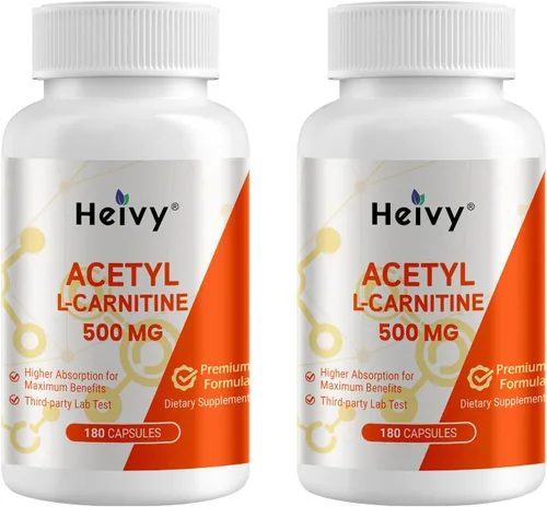Miniatura 8 de Heivy Pure Acetil L-Carnitina 500mg 180 cápsulas, 180 porciones, vegano, sin OMG, probado por terceros, fabricado en instalaciones GMP de EE. UU.