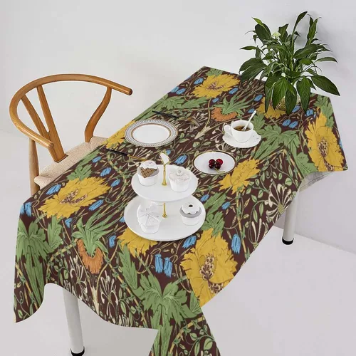 Miniatura 27 de Mantel de Mesa William Morris, Diseño Original William Morris Rústico de Granja Familiar con Estampado Étnico Mínimo para Decoración de Fiesta