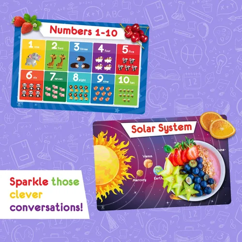 Miniatura 5 de Simply Magic 5 manteles individuales educativos para niños, antideslizantes, lavables y reutilizables, de plástico, para niños, alfabeto, ABC