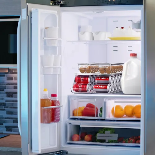 Miniatura 5 de Sorbus Organizador de latas de soda para refrigerador y soporte para huevos para refrigerador, 1 dispensador apilable para latas con capacidad