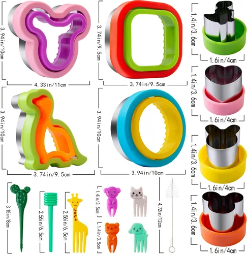Miniatura 6 de Cortador de sándwiches para el almuerzo de los niños, 22 piezas (GRANDE), máquina de sándwiches de Nifogo y juego de cortadores de galletas
