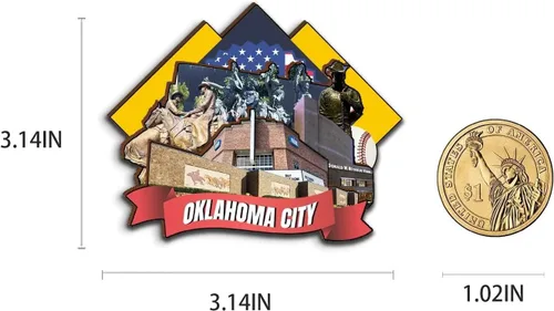 Miniatura 3 de Imán de madera para nevera de Oklahoma City Oklahoma, Estados Unidos, monumentos 3D, recuerdos coleccionables, decoración hecha a mano, 2