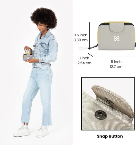 Miniatura 24 de Sherpani Barcelona, pequeña cartera de nailon plegable con bolsillo con cremallera para mujer, bolsa de viaje, protección RFID