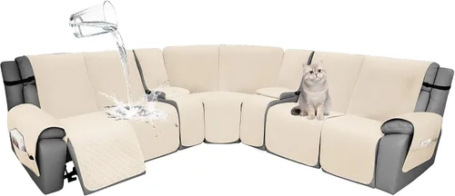 Miniatura 14 de Fundas de terciopelo 10% impermeables para sofá modular reclinable en forma de L, 1 pieza, fundas acolchadas para sofá reclinable esquinero, juego