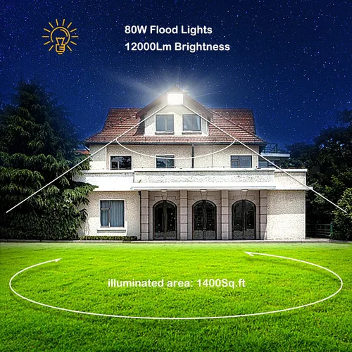 Miniatura 4 de Paquete de 3 focos LED de 80 W, luces de seguridad exteriores superbrillantes, luz de inundación impermeable IP66, 10,400 lm 5000 K, luces