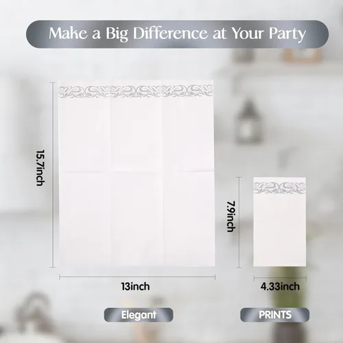 Miniatura 3 de Vplus Paquete de 200 servilletas de papel desechables de 3 capas de alta calidad, servilletas de cena desechables suaves y absorbentes, perfectas