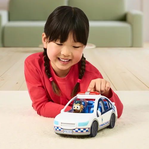 Miniatura 7 de Bluey Police Car Toy, Vehicle from The Special Episode The Sign. Includes Toy Police Car with Flashing Lights & Sounds, Policeman Figure, and Themed