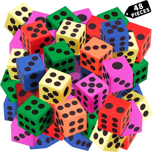 Miniatura 7 de Juego de 24 dados de espuma, 1.5 pulgadas, grandes, suaves y coloridos, para niños, no tóxicos, de gran tamaño para matemáticas en el aula