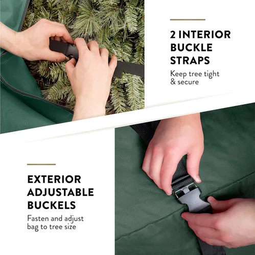Miniatura 4 de ZOBER Bolsa de almacenamiento para árbol de Navidad con ruedas de tela Oxford 600D, se adapta a árboles artificiales de 7.5 pies, bolsa impermeable