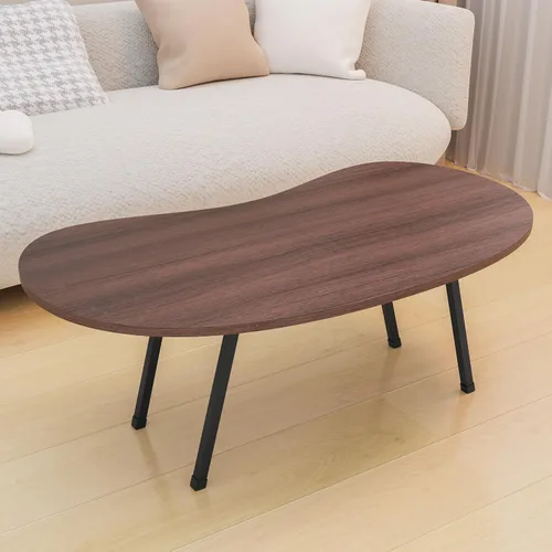 Miniatura 9 de Mesa auxiliar plegable, mesa de centro moderna de mediados de siglo irregular, mesa plegable de riñón, mesas de centro pequeñas de granja, mesa Nogal