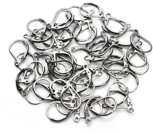 Miniatura 3 de Linsoir Beads Alambre de oreja de acero inoxidable 316 resistente de 0.433 x 0.630 in, paquete de 20 unidades Rodio
