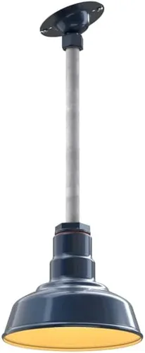 Miniatura 20 de Steel Lighting Co. Inglewood - Lámpara de granero Lámpara montada en el techo Cúpula redonda de 8 pulgadas vástago inclinado de 12 pulgadas