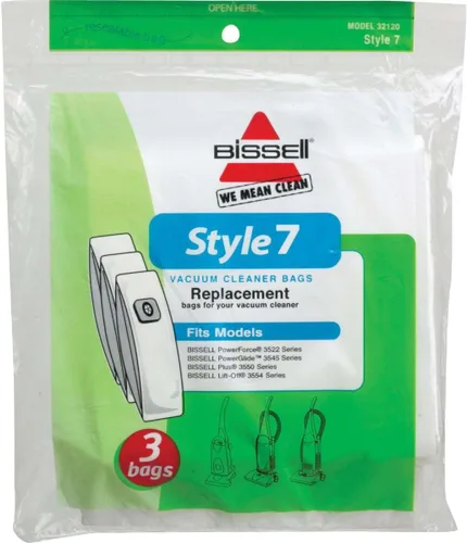 Bolsas para aspiradora Bissell genuinas estilo 7, 3 bolsas en un paquete Bolsas para aspiradora (1 paquete de 3, número de modelo: 32120)