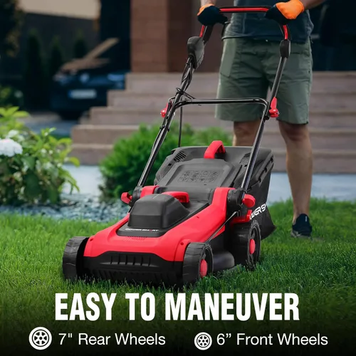 Miniatura 4 de PowerSmart - Cortacésped eléctrico con cable de 14 pulgadas, 12.5 amperios, altura de mango ajustable, 6 alturas de corte, bolsa de colección de 10
