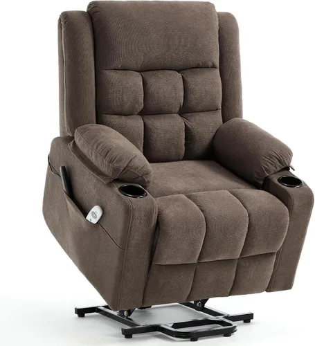 Miniatura 10 de Silla reclinable eléctrica para personas mayores con calor y masaje, sillas reclinables para adultos, reclinables de tela mejorada con puerto de Azul