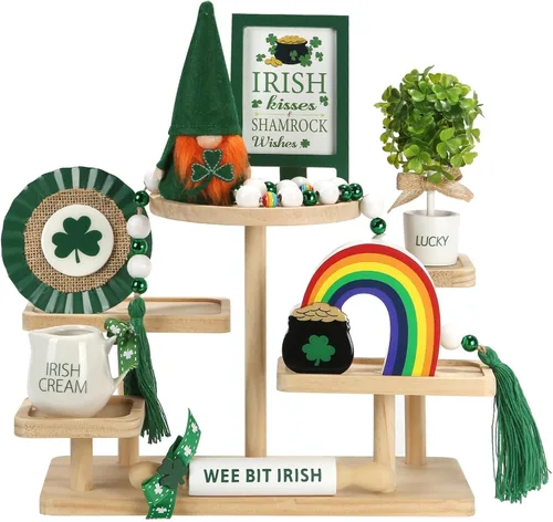 Miniatura 17 de Decoraciones Navideñas Juego de 8 Piezas de Decoración para Bandejas Escalonadas, Bonita Decoración Navideña de Mesa para Hogar Estante Repisa