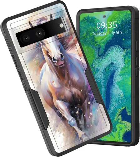 Miniatura 97 de Funda para Pixel 6A, funda híbrida de doble capa resistente a prueba de golpes de policarbonato duro de silicona suave TPU para Google Pixel 6A
