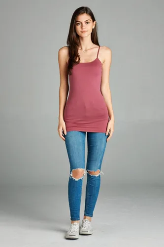 Miniatura 366 de Emmalise Camisola larga casual básica para mujer, con tirantes ajustables, top en capas