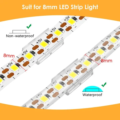 Miniatura 3 de VIPMOON 100 clips de montaje de tira LED transparentes de 0.315 pulgadas de ancho y 100 tornillos Phillips de acero inoxidable compatibles