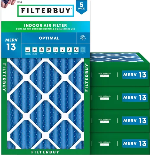 Miniatura 14 de Filterbuy Filtro de aire de 8 x 14 x 1 pulgadas MERV 13 de defensa óptima (paquete de 5), filtros de aire de repuesto plisados HVAC para calderas