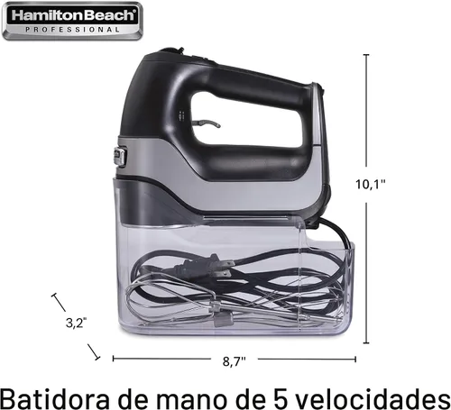 Miniatura 7 de Hamilton Beach Professional Mezclador de mano eléctrico de 5 velocidades con motor DC de alto rendimiento, arranque lento, estuche de almacenamiento