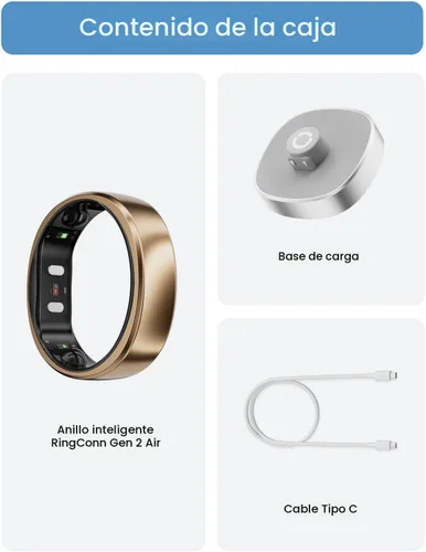 Miniatura 9 de RingConn Gen 2 Air, Anillo Inteligente AI Ultra-Delgado, Batería de 10 Días, Monitor de Fitness/Sueño/Estrés/FC para Mujeres y Hombres, Sin Tarifa