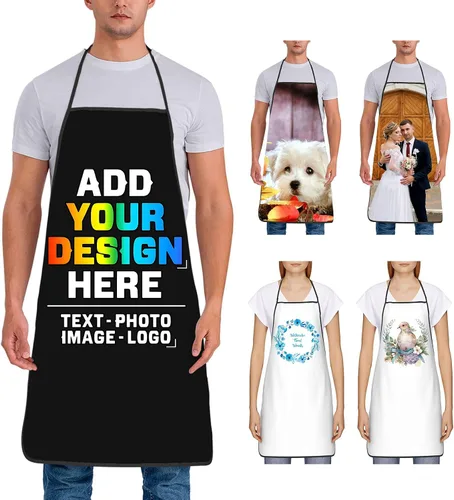 Miniatura 26 de Delantal personalizado para mujer, personalizado para añadir tu propio nombre, texto, logotipo, foto, chef, delantal de cocina para barbacoa