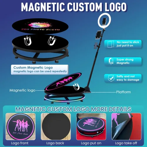 Miniatura 6 de Máquina de cabina de fotos 360 para fiestas, cabina de cámara 360 con funda de vuelo, paquete de batería, aplicación, logotipo magnético