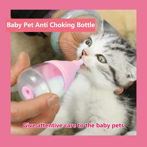 Miniatura 3 de Botellas de gatito para lactancia, biberones para cachorros para lactancia, leche para cachorros, diseño de comedero antiasfixia, con 3 pezones