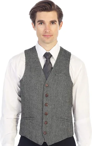 Miniatura 122 de Gioberti Chaleco de tweed formal de 6 botones para hombres