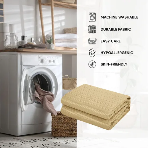 Miniatura 4 de Chic Home Weaverland - Juego de 2 fundas acolchadas geométricas de cheurón, fundas de almohada decorativas incluidas, individual, dorado
