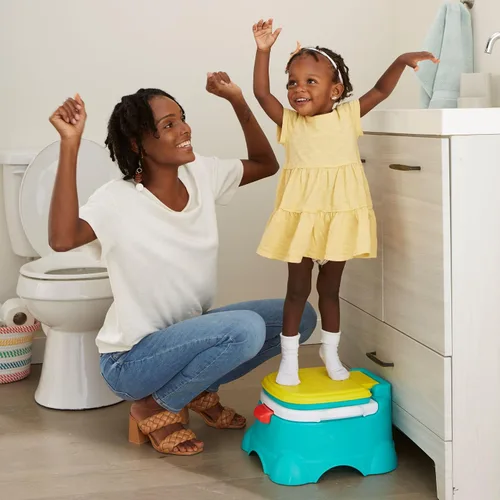 Miniatura 8 de Sesame Street Elmo Hooray - Asiento de inodoro y taburete 3 en 1 para entrenamiento para ir al baño, diseño fácil de limpiar con manija de descarga