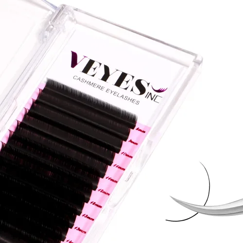 VEYES INC Extensiones de pestañas falsas de volumen de cachemira C CC D DD LD L B J M, curvatura de 0.03-0.20 mm, 5-25 mm de grosor, pestañas
