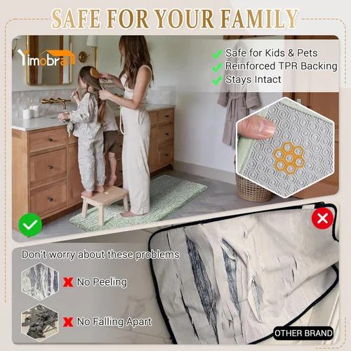 Miniatura 5 de Yimobra Alfombras de baño para artículos esenciales del hogar, antideslizante, lavable, alfombra de ducha de felpa suave absorbente de agua