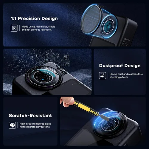 Miniatura 4 de STARTRC PHOTO Protectores de lente y protector de pantalla para accesorios DJI Osmo 360, protector de lente de PC + película de vidrio templado HD