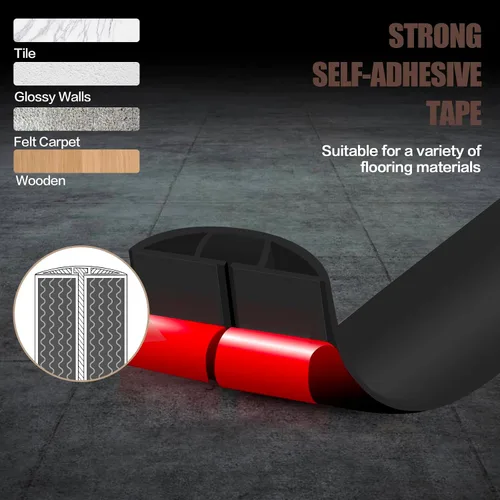 Miniatura 4 de Cubierta autoadhesiva para cables de suelo, gestión de cables de 3.3 pies, protector de tira de extensión para cables, evita tropiezos de cables