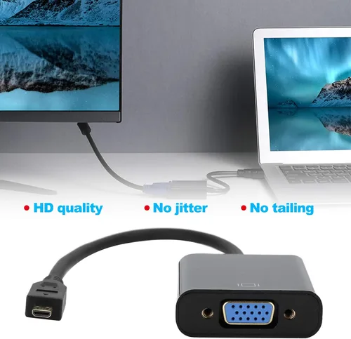 Miniatura 6 de Convertidor de video micro a VGA, adaptador de convertidor de video micro HDMI a VGA, adaptador de convertidor de video micro a VGA 1080P, para 4B