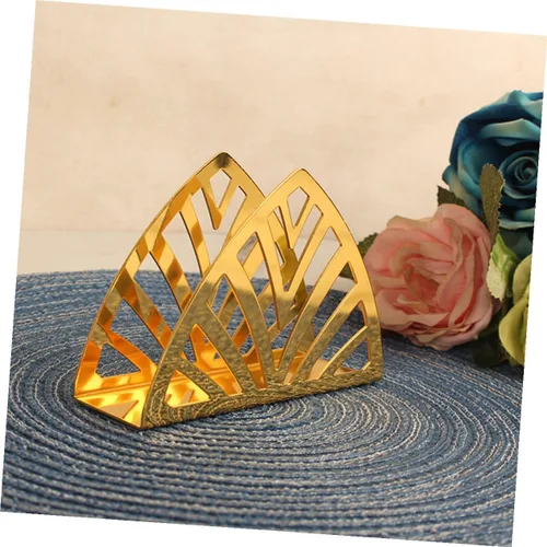 Miniatura 5 de Ciieeo Servilletero de metal dorado con forma geométrica decorativa para mesa de restaurante, práctico soporte de hierro con bordes lisos