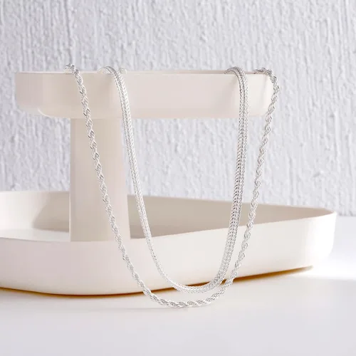 Miniatura 97 de Collares en capas para mujer, chapados en plata, delicada cuerda torcida de serpiente, delicado collar en capas, gargantilla de diferentes