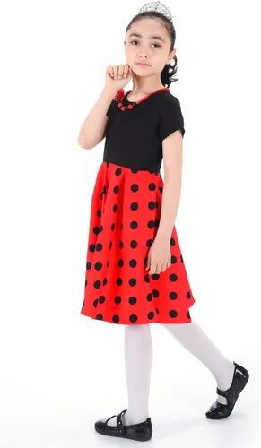 Miniatura 4 de gogoparti Vestido vintage para niñas, vestidos para ocasiones especiales con collar, vestido de lunares para niños, vestido de fiesta retro