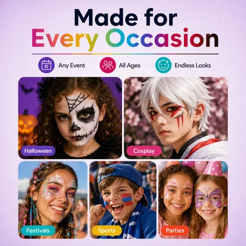 Miniatura 4 de UCANBE Paleta de aceite de pintura facial y cuerpo + juego de 10 pinceles, kit de maquillaje profesional de 15 colores para Halloween, cosplay